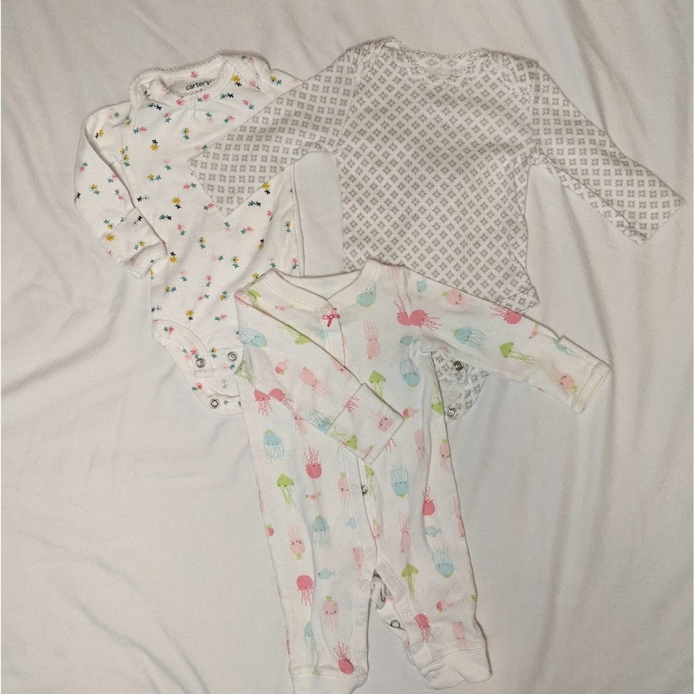 Newborn Bodysuit Baby Girl One Piece Bundle White